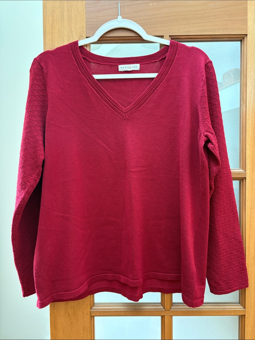 Women’s V-Neck Sweater in Burgundy - Soft Everyday Knit